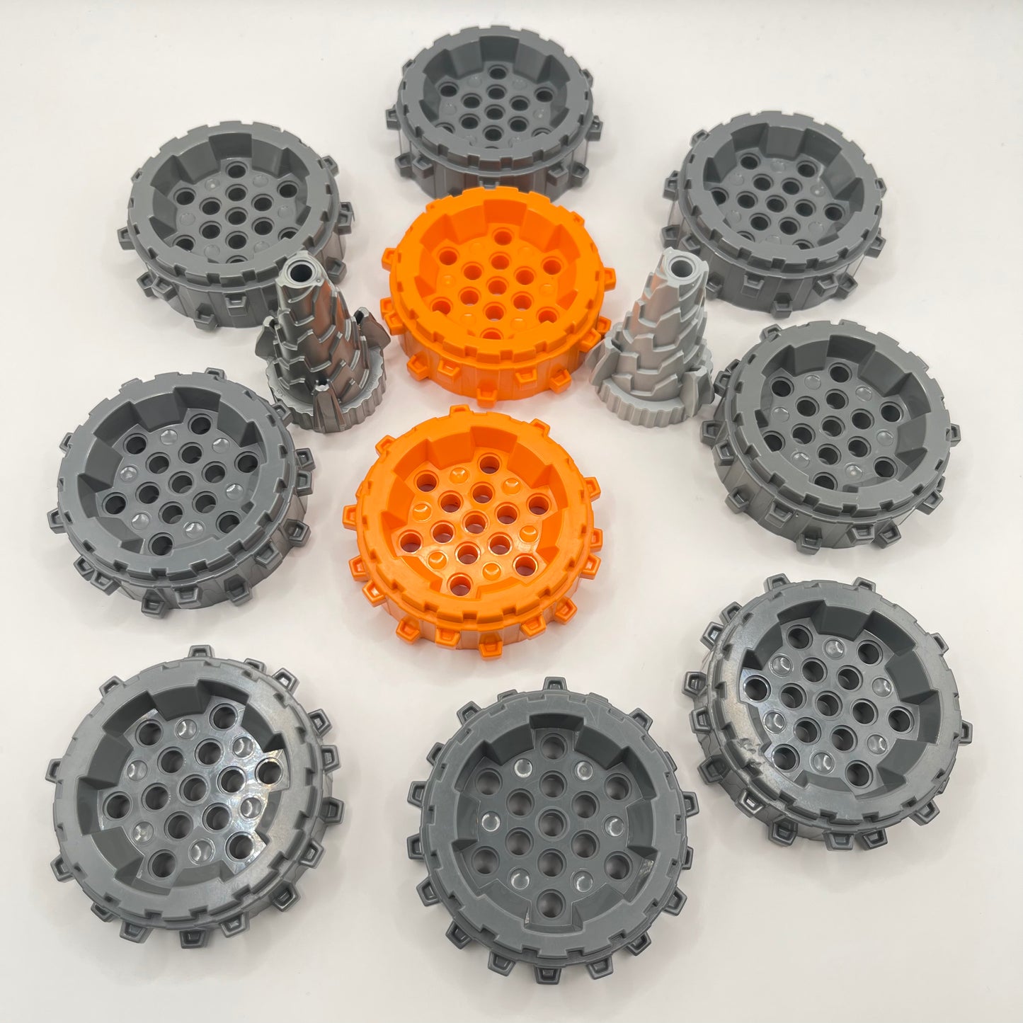 LEGO Wheel with Tread and Cone Drill, Mixed Colours, Vehicle, 12 Pieces