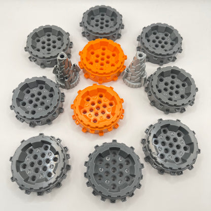 LEGO Wheel with Tread and Cone Drill, Mixed Colours, Vehicle, 12 Pieces