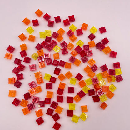LEGO Square Plates 1x1, Transparent, Sunset Blend, 130 Pieces