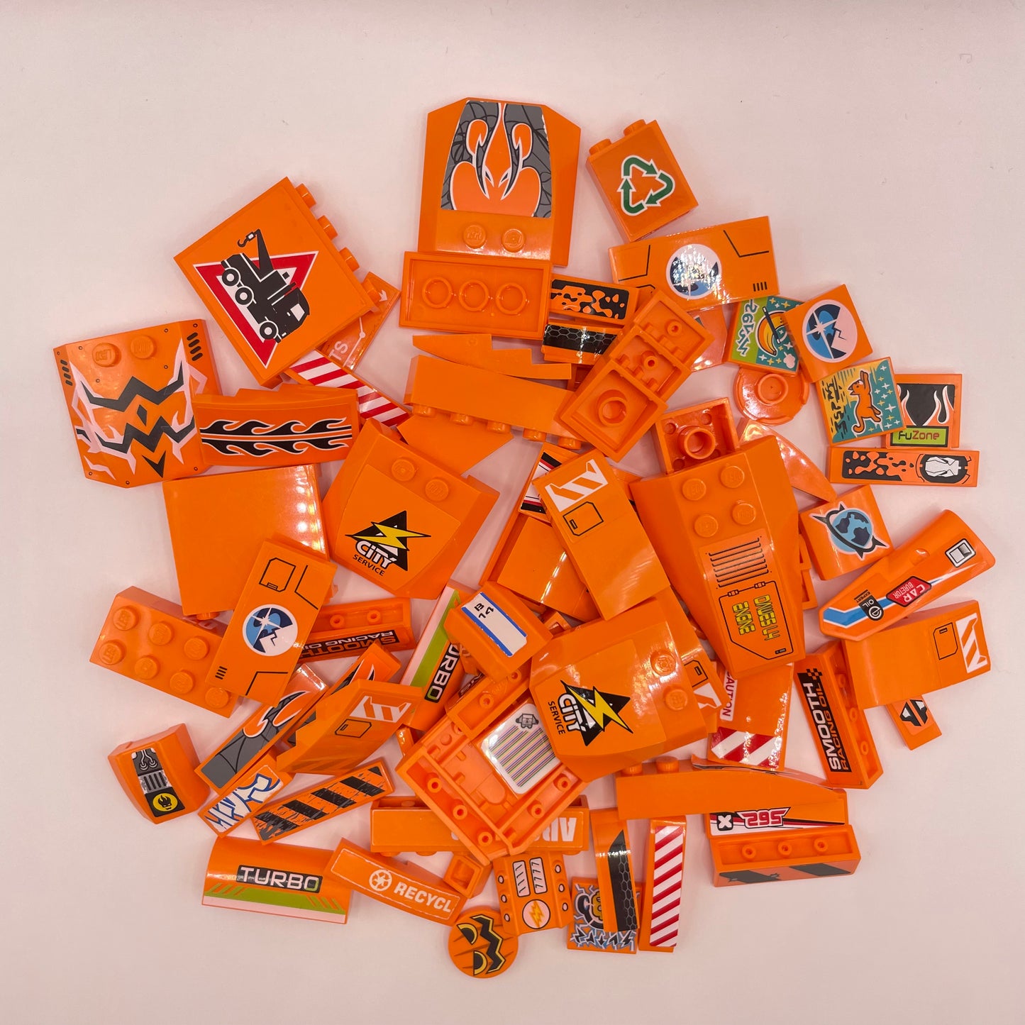 LEGO  Stickered Pieces, Mixed Orange, , Approx. 80g