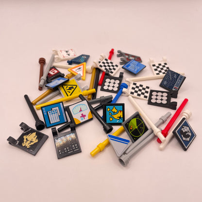 LEGO Mixed Printed and Stickered Flags / Poles, 40 Pieces