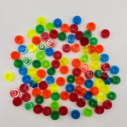 LEGO Mixed Vibrant Colours, Transparent, 1x1 Round, (100 Pieces)