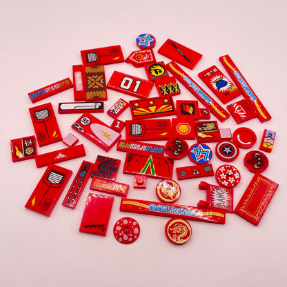 LEGO  Stickered Pieces, Tiles, Red, 50 pieces