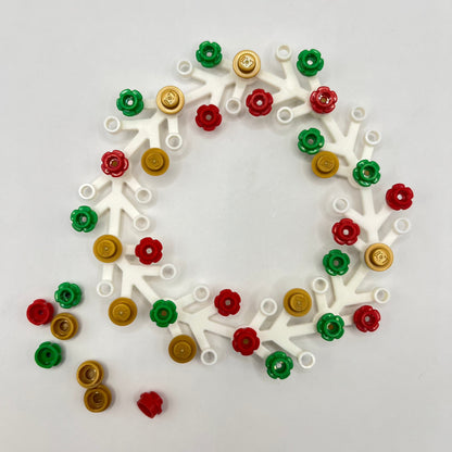 LEGO Mini Christmas Wreath Bundle, White, Green, Red and Gold, 46 Pieces