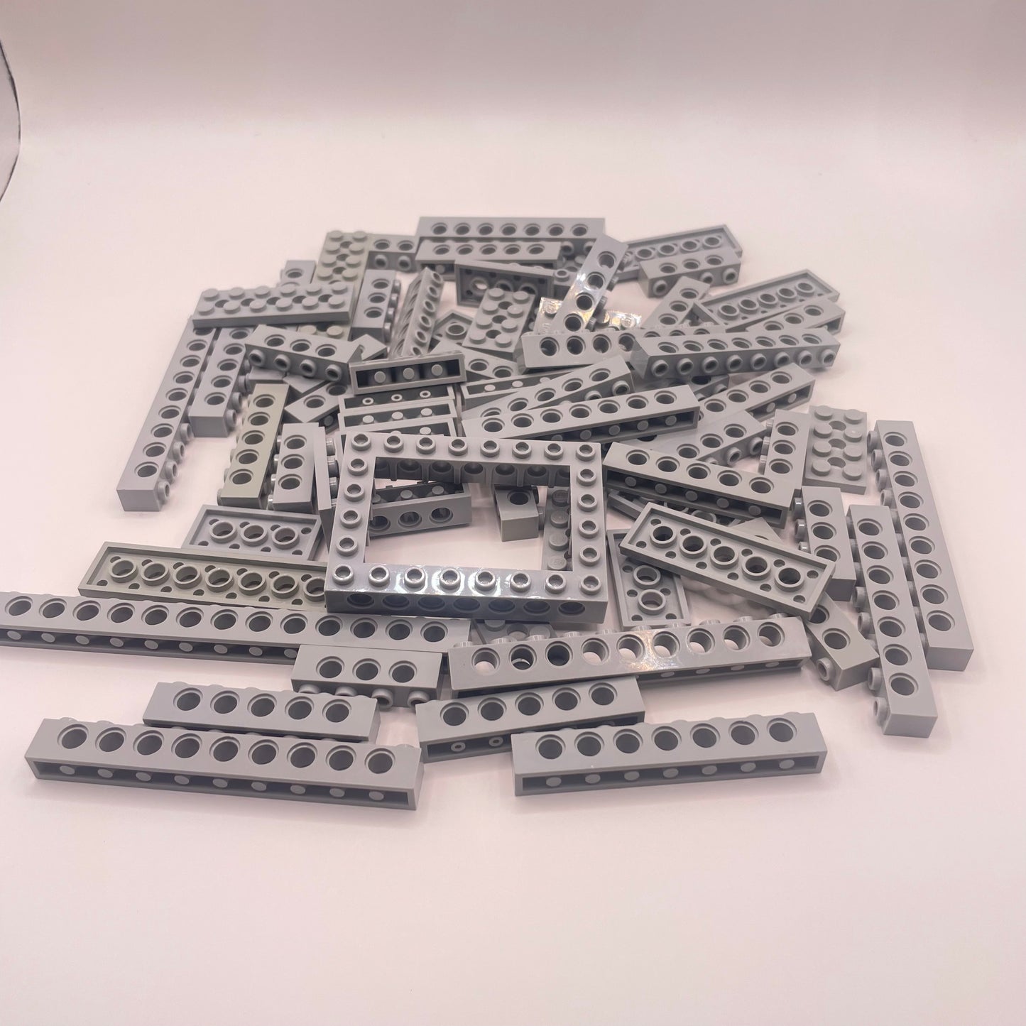 LEGO Bricks and Plates, Technic, Light Bluish Grey, Approx. 130g