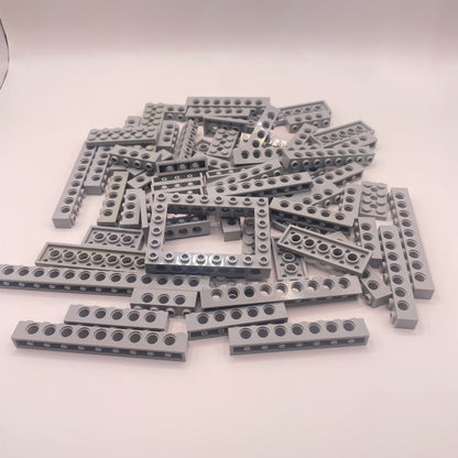 LEGO Bricks and Plates, Technic, Light Bluish Grey, Approx. 130g