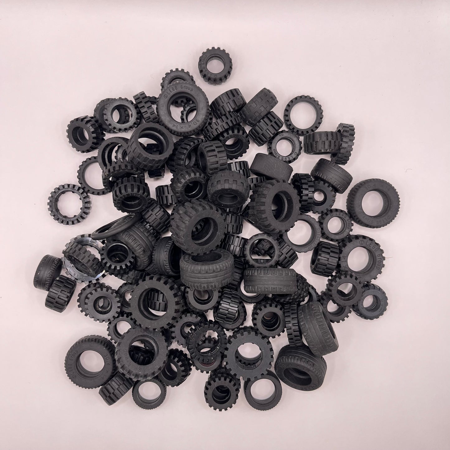 LEGO Mixed Tyres, Black, Vehicle Pieces, Approx. 300g