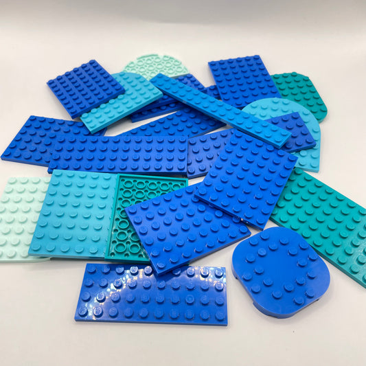 LEGO Medium Plates, Mixed Blue, Approx. 130g