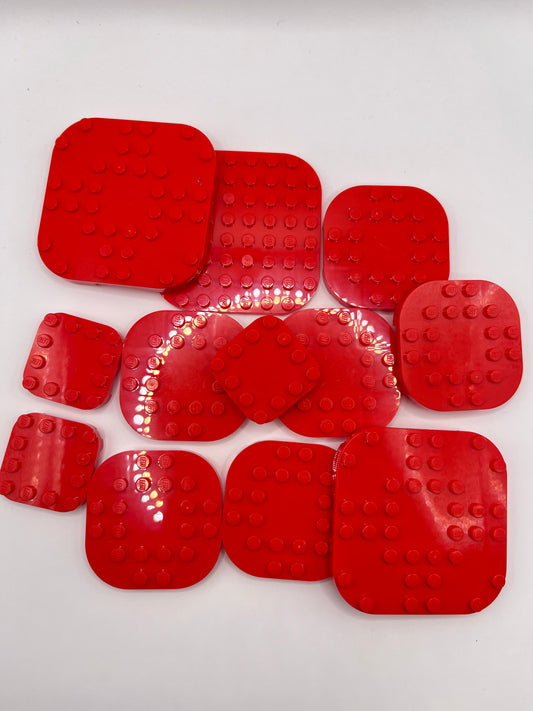 LEGO  Rounded Modified Plates, Red, Approx. 70g